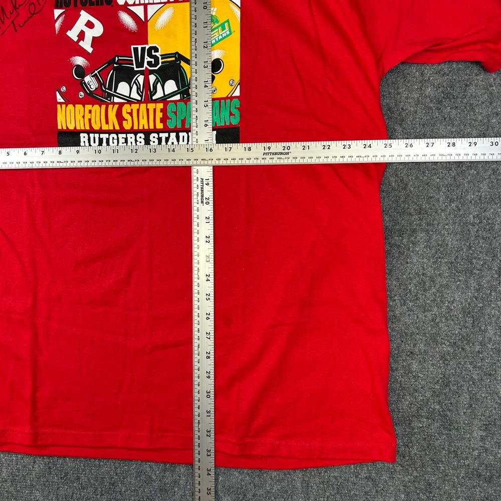 Champion Rutgers vs Norfolk State Gameday 2007 Signed T-Shirt Red XXL Mens - Picture 5 of 8
